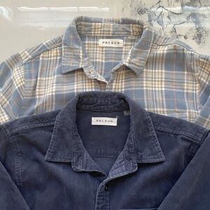 PacSun Blue Plaid and Navy Corduroy Shirts